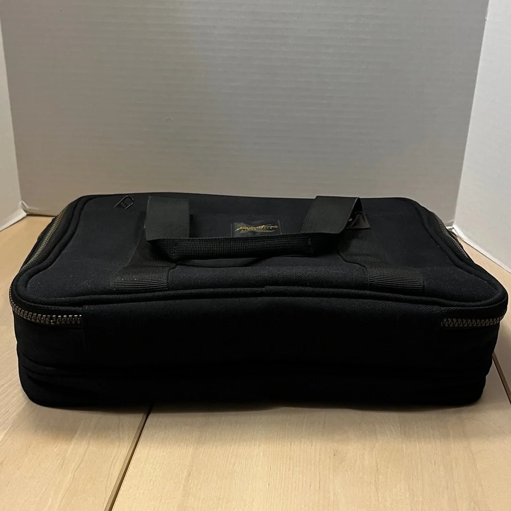 Y2K Eddie Bauer Black Nylon Laptop Case Brass & Leather Trim - No Shoulder Strap